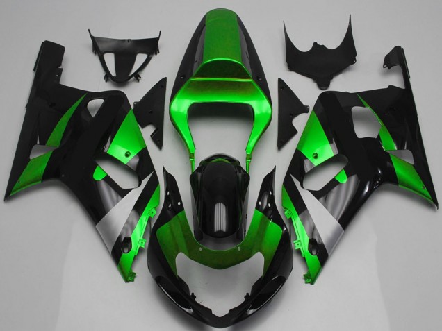 2001-2003 Suzuki GSXR 600 / GSXR 750 Motorcycle Fairing - Green Silver Glossy Black Australia