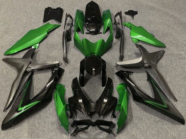 Affordable 2008-2010 Suzuki GSXR 600 / GSXR 750 Motorcycle Fairings - Green Grey Glossy Black Australia