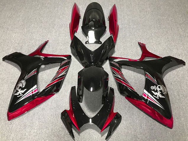 2006-2007 Suzuki GSXR 600 / GSXR 750 Motorcycle Fairing - Red Glossy Black Australia