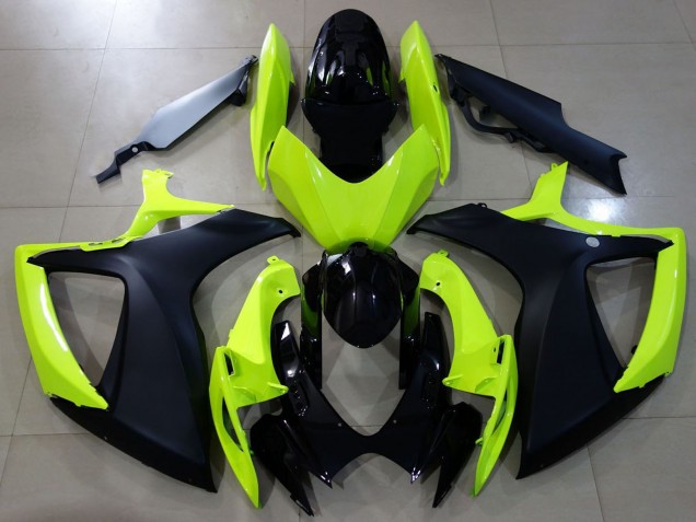 2006-2007 Suzuki GSXR 600 / GSXR 750 Motorcycle Fairings - Neon Yellow Glossy Black Matte Black Australia