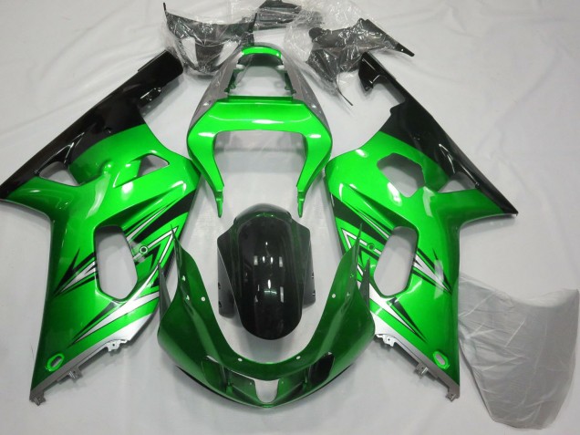 2001-2003 Suzuki GSXR 600 / GSXR 750 Motorcycle Fairings - Green Silver Glossy Black Australia