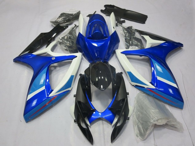 2006-2007 Suzuki GSXR 600 / GSXR 750 Motorcycle Fairing - White Blue Glossy Black Australia