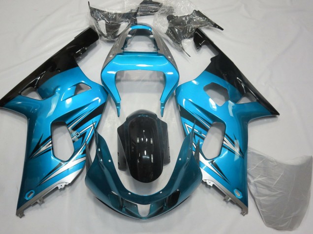 2001-2003 Suzuki GSXR 600 / GSXR 750 Motorcycle Fairings - Light Blue Silver Glossy Black Australia