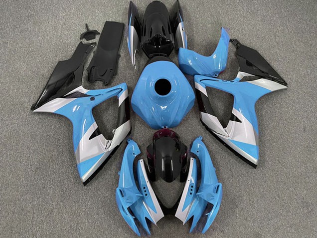 2006-2007 Suzuki GSXR 600 / GSXR 750 Motorcycle Fairings - Light Blue White Glossy Black Australia