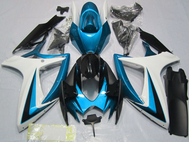 2006-2007 Suzuki GSXR 600 / GSXR 750 Motorcycle Fairings - White Blue Glossy Black Australia