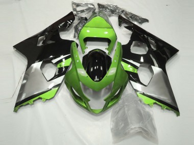 Affordable 2004-2005 Suzuki GSXR 600 / GSXR 750 Motorcycle Fairings - Green Silver Glossy Black Australia