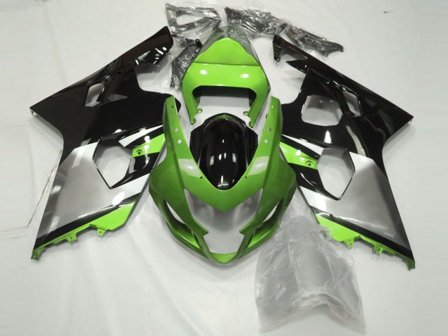 2004-2005 Suzuki GSXR 600 / GSXR 750 Motorcycle Fairings - Green Silver Glossy Black Australia