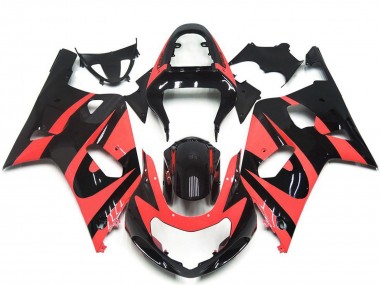 Affordable 2001-2003 Suzuki GSXR 600 / GSXR 750 Motorcycle Fairings - Light Red Glossy Black OEM Style Australia