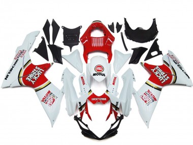 Affordable 2011-2024 Suzuki GSXR 600 / GSXR 750 Motorcycle Fairings - White Red Motul Lucky Strike Australia