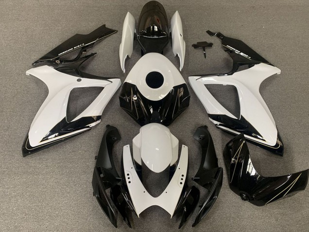 2006-2007 Suzuki GSXR 600 / GSXR 750 Motorcycle Fairings - White Glossy Black Australia
