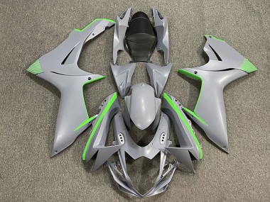 Affordable 2011-2024 Suzuki GSXR 600 / GSXR 750 Motorcycle Fairings - Matte Nardo Grey Green Accents Australia