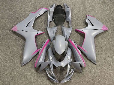 Affordable 2011-2024 Suzuki GSXR 600 / GSXR 750 Motorcycle Fairings - Matte Nardo Grey Pink Accents Australia