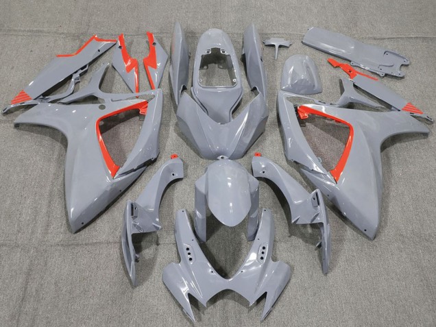 2006-2007 Suzuki GSXR 600 / GSXR 750 Motorcycle Fairings - Nardo Grey and Red Trim Australia