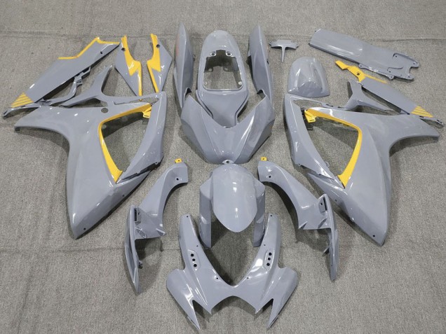2006-2007 Suzuki GSXR 600 / GSXR 750 Motorcycle Fairings - Nardo Grey and Yellow Trim Australia