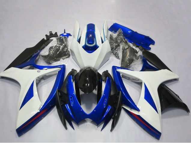 2006-2007 Suzuki GSXR 600 / GSXR 750 Motorcycle Fairing - White Blue Glossy Black OEM Style Australia