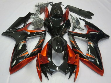Affordable 2006-2007 Suzuki GSXR 600 / GSXR 750 Motorcycle Fairings - Orange Glossy Black Australia