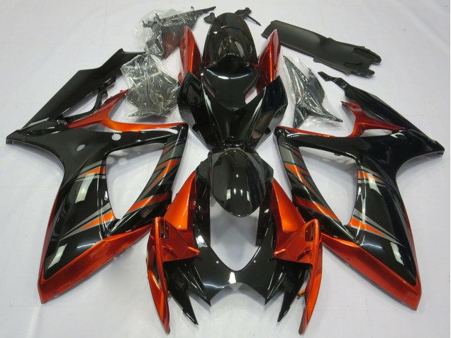2006-2007 Suzuki GSXR 600 / GSXR 750 Motorcycle Fairings - Orange Glossy Black Australia