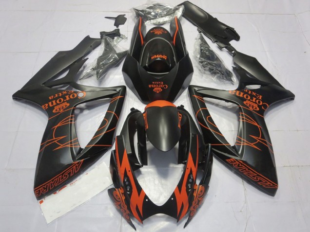 2006-2007 Suzuki GSXR 600 / GSXR 750 Motorcycle Fairings - Matte Black Orange Corona Extra Alstare Motul Australia