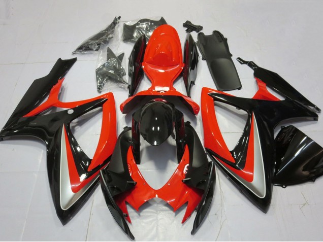 2006-2007 Suzuki GSXR 600 / GSXR 750 Motorcycle Fairings - Red Silver Glossy Black Australia