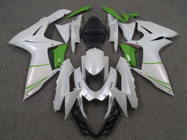 Affordable 2011-2024 Suzuki GSXR 600 / GSXR 750 Motorcycle Fairings - Pearl White and Green Australia