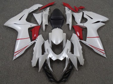 Affordable 2011-2024 Suzuki GSXR 600 / GSXR 750 Motorcycle Fairings - Pearl White and Red Australia