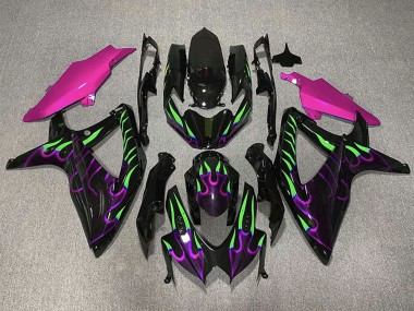 Affordable 2008-2010 Suzuki GSXR 600 / GSXR 750 Motorcycle Fairings - Glossy black Pink Purple Green Flame Australia