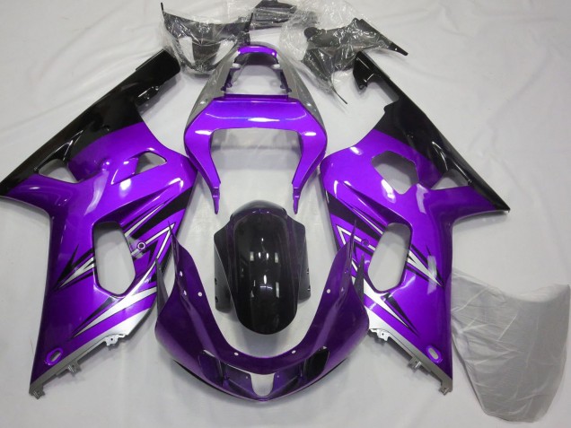 2001-2003 Suzuki GSXR 600 / GSXR 750 Motorcycle Fairings - Purple Silver Glossy Black Australia