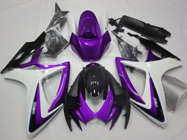 2006-2007 Suzuki GSXR 600 / GSXR 750 Motorcycle Fairings - Purple White Glossy Black Australia