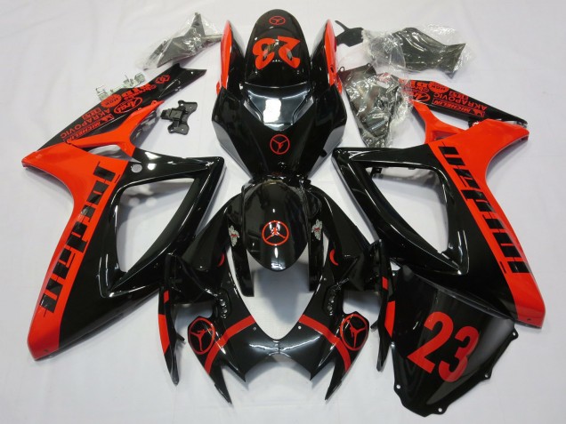 2006-2007 Suzuki GSXR 600 / GSXR 750 Motorcycle Fairings - Red Glossy Black Jordan 23 Australia