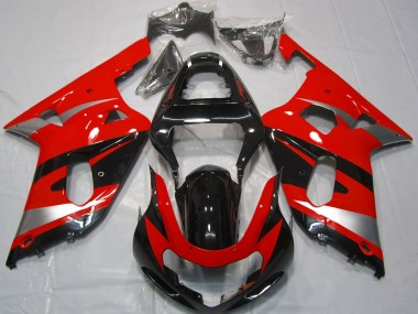 Affordable 2001-2003 Suzuki GSXR 600 / GSXR 750 Motorcycle Fairings - Red Silver Glossy Black OEM Style Australia