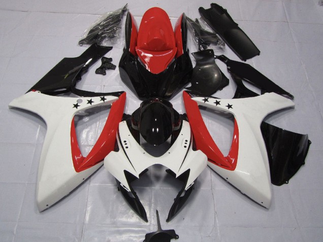 2006-2007 Suzuki GSXR 600 / GSXR 750 Motorcycle Fairings - Red White Glossy Black Australia