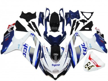 Affordable 2008-2010 Suzuki GSXR 600 / GSXR 750 Motorcycle Fairings - White Silver Blue Black Tyco Australia