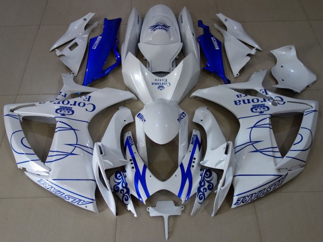 2006-2007 Suzuki GSXR 600 / GSXR 750 Motorcycle Fairings - White Blue Corona Alstare Australia