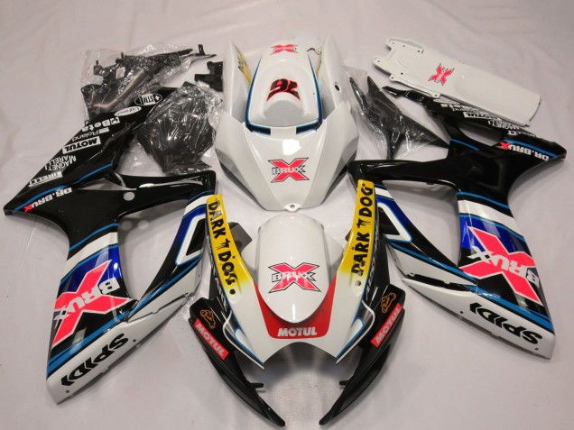 2006-2007 Suzuki GSXR 600 / GSXR 750 Motorcycle Fairings - White Red Blue Yellow Dark Dog X 76 BRUX Australia