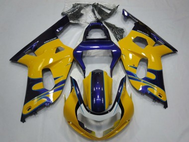 Affordable 2001-2003 Suzuki GSXR 600 / GSXR 750 Motorcycle Fairings - Yellow Blue Australia