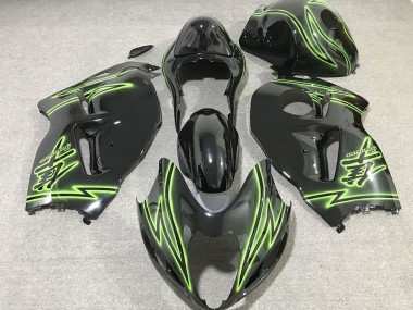 Affordable 1996-2007 Suzuki GSXR 1300 Motorcycle Fairings - Glossy Black Green Lightning Australia