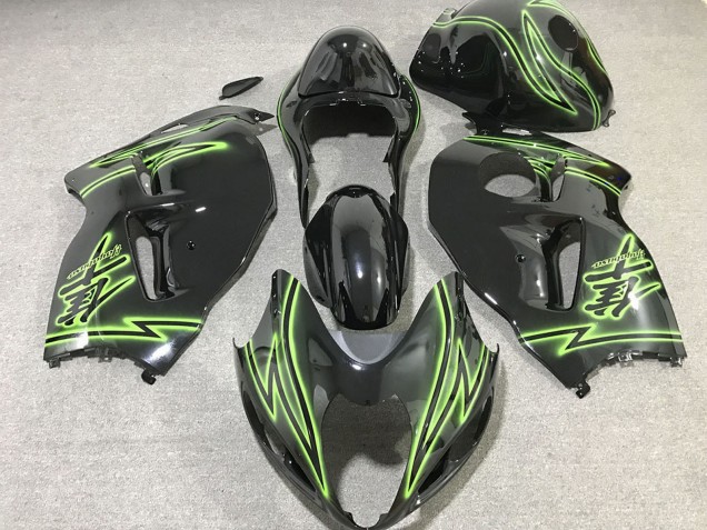 1996-2007 Suzuki GSXR 1300 Motorcycle Fairings - Glossy Black Green Lightning Australia
