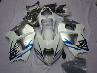 Affordable 1996-2007 Suzuki GSXR 1300 Motorcycle Fairings - White Silver Blue Australia