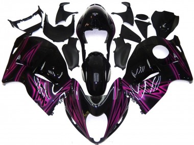 Affordable 1996-2007 Suzuki GSXR 1300 Motorcycle Fairings - Glossy Black Purple Flame Australia
