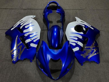 Affordable 1996-2007 Suzuki GSXR 1300 Motorcycle Fairings - White Blue Flame Australia