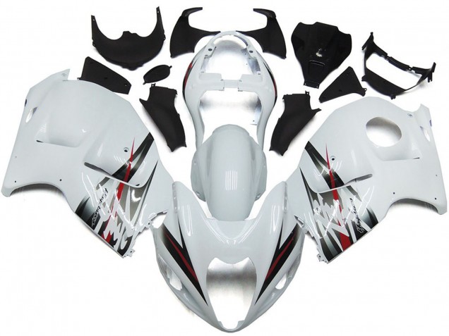 1996-2007 Suzuki GSXR 1300 Motorcycle Fairings - Glossy White and Silver Style Australia