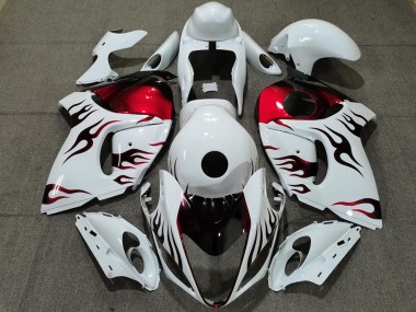 Affordable 2008-2020 Suzuki GSXR 1300 Motorcycle Fairings - Glossy White Red Flame Australia