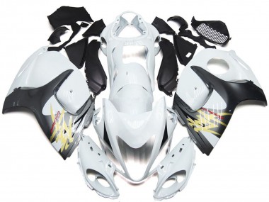 Affordable 2008-2020 Suzuki GSXR 1300 Motorcycle Fairings - Glossy White with Silver Style Australia