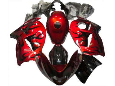 Affordable 1996-2007 Suzuki GSXR 1300 Motorcycle Fairings - Red Black Flame Australia