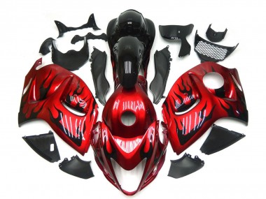 Affordable 2008-2020 Suzuki GSXR 1300 Motorcycle Fairings - Red with Black Flame Australia