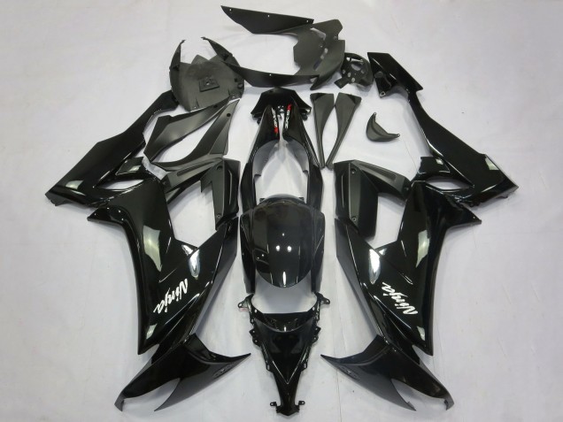 2008-2010 Kawasaki ZX10R Motorcycle Fairings - Glossy Black Matte Black White Decal Australia