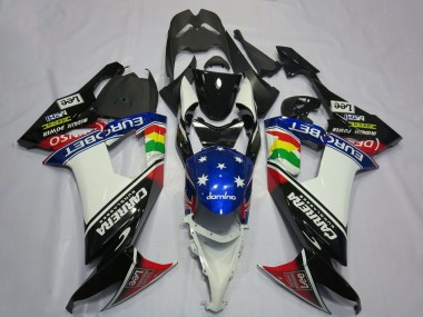 Affordable 2008-2010 Kawasaki ZX10R Motorcycle Fairings - Glossy Black White Blue Red Eurobet Lee Carrera Star Australia