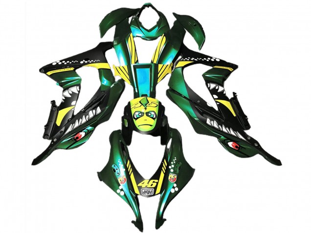 2016-2020 Kawasaki ZX10R Motorcycle Fairings - Forest Green Yellow Shark 46 Australia