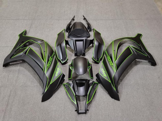 2011-2015 Kawasaki ZX10R Motorcycle Fairings - Matte Black Green Lining Australia