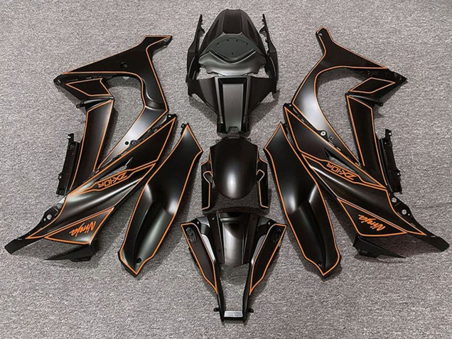 2011-2015 Kawasaki ZX10R Motorcycle Fairings - Matte Black Orange Lining Australia